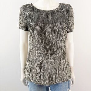 MLV Silver Sequin Beaded ANAIS T-Shirt Top Size M Short Sleeve Cocktail Party